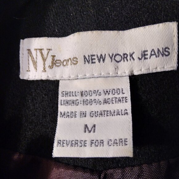 NYJeans Vintage Black100% Wool Boxy Double Breasted Cropped Pea Coat Jacket SzM - Picture 3 of 7